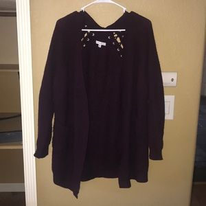 Burgundy knit cardigan